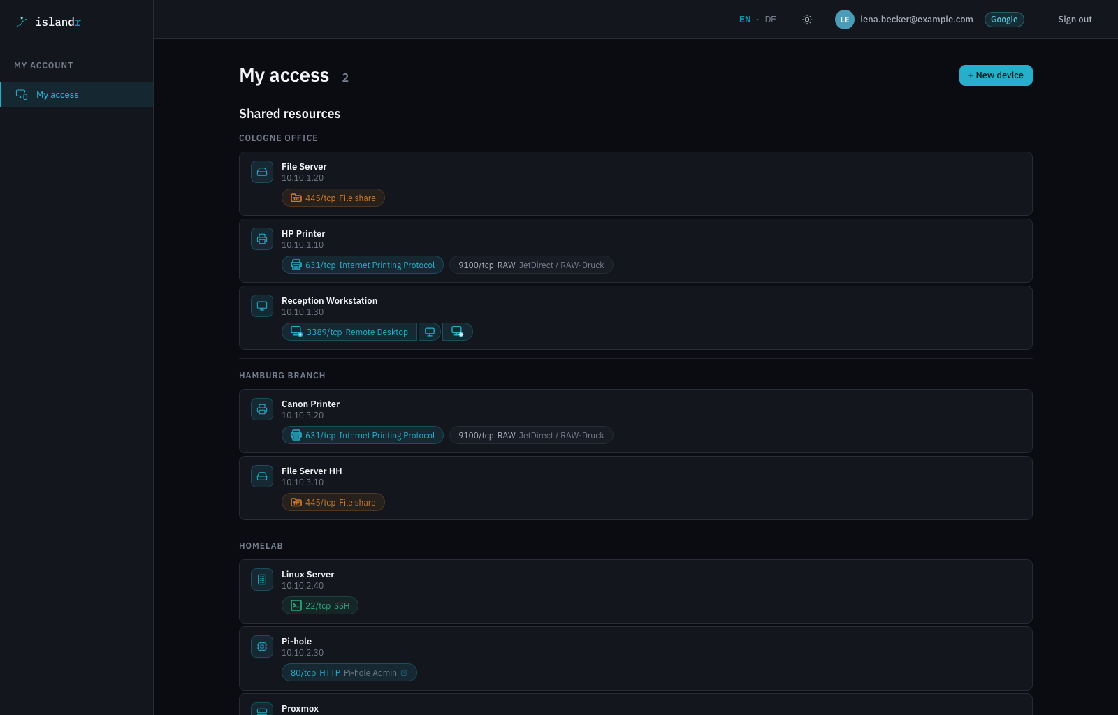 Self-service portal